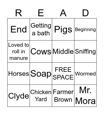 Smelly Clyde Bingo Card