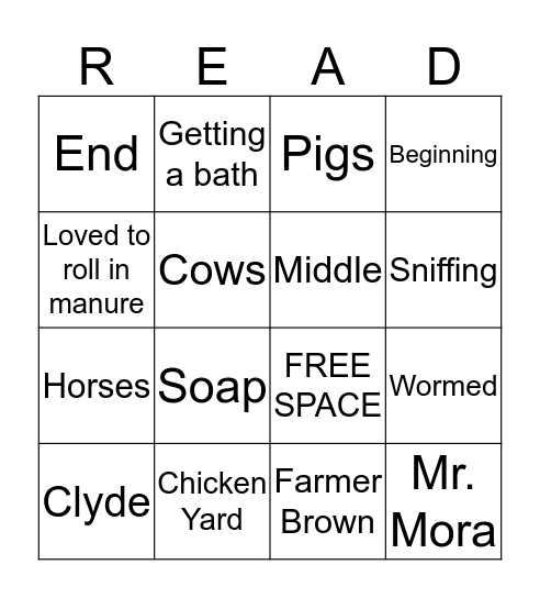 Smelly Clyde Bingo Card