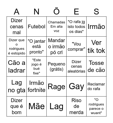 Batiston bingon Bingo Card