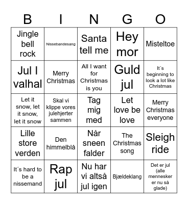 sekretærernes julemusik bingo Card