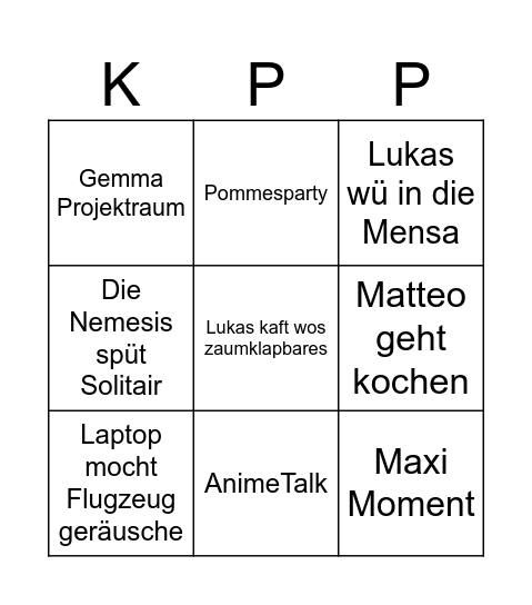 KPP Bingo Card