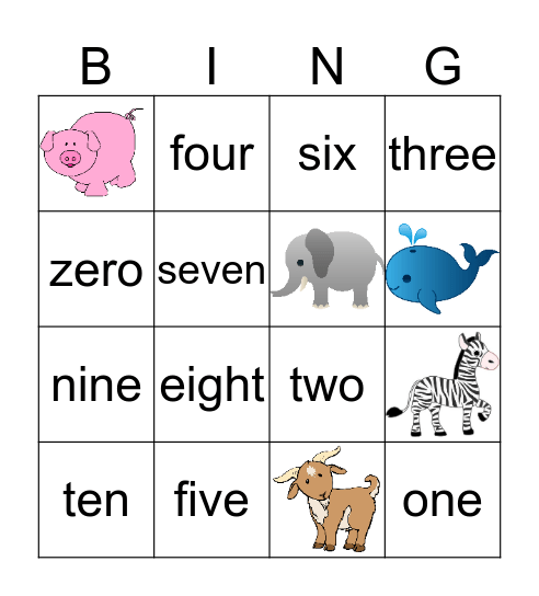 Number Words Bingo Card