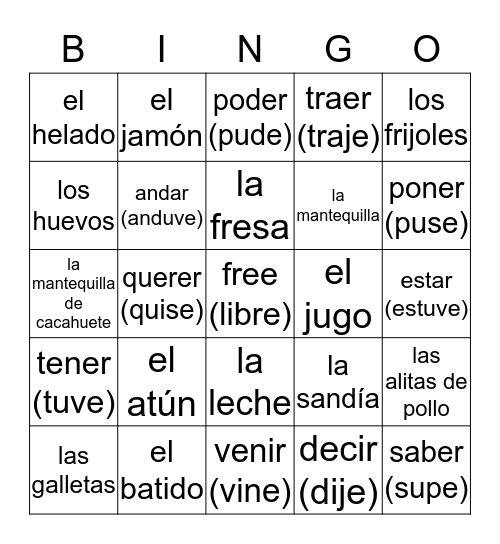 es la hora de bingo en lińea Bingo Card