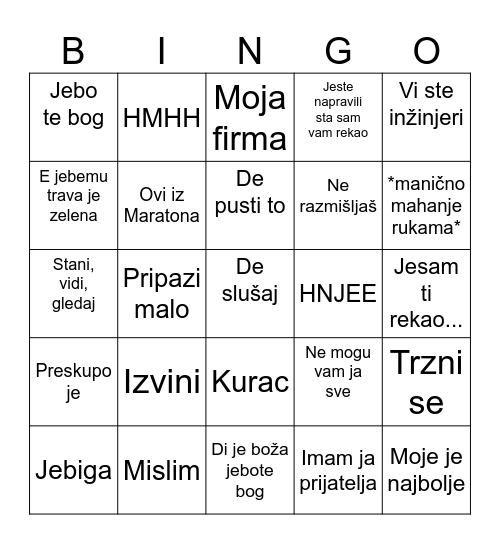 Elna expirience Bingo Card