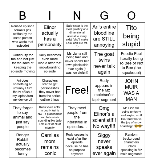 Updated Eliwhy season 2 bingo board Bingo Card
