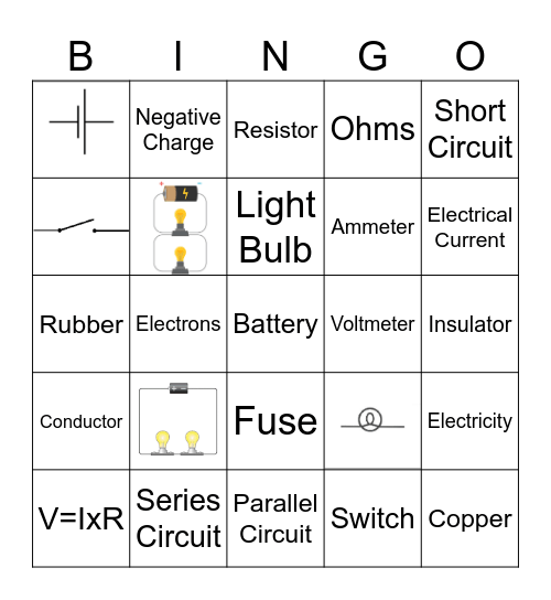 Electricity Bingo Card