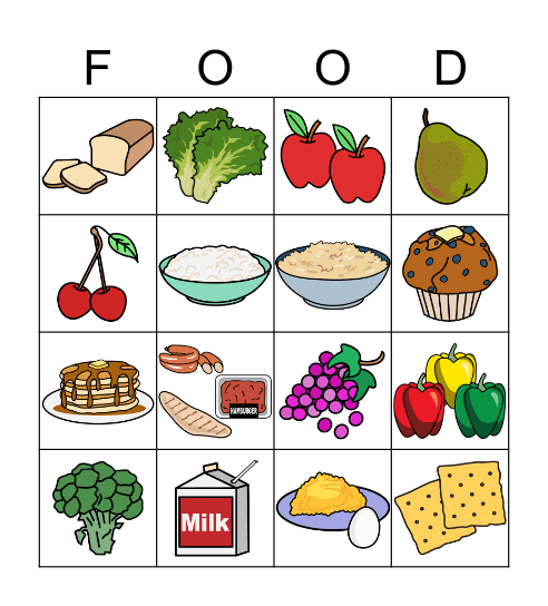 Food Bingo Card