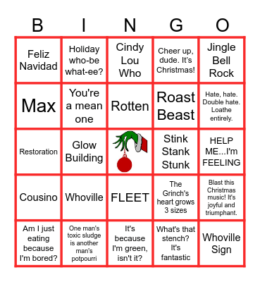 GRINCH Bingo Card
