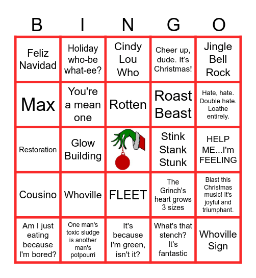 GRINCH Bingo Card