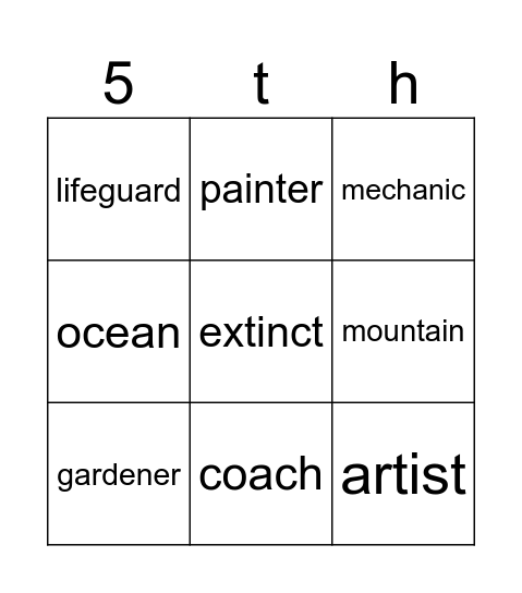 Look Unit 2 and 3 Vocabulary Bingo Card