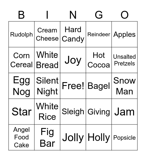 Holiday Bingo Card