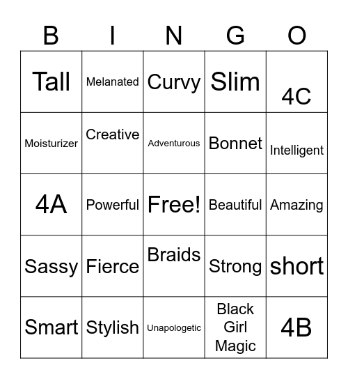 Sister Circle Bingo Card