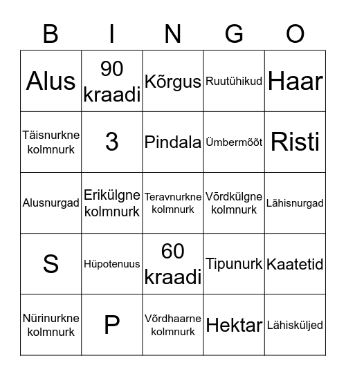 Kolmnurk Bingo Card