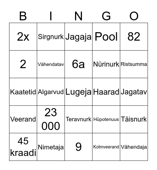 Varia 5.klass Bingo Card