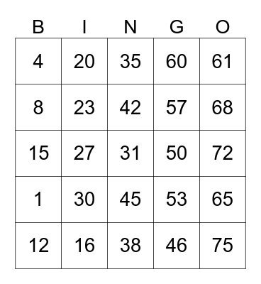Rupert Tantay Bingo Card