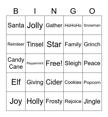Christmas Bingo Card