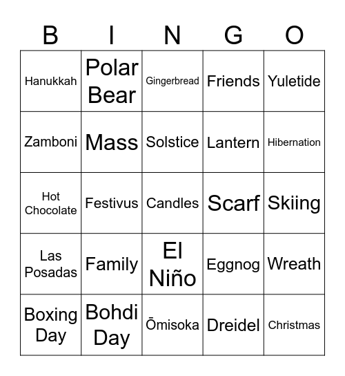 SWED Holiday Party 2023 Bingo Card