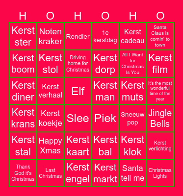 Kerstbingo Sint-Joriscollege Bingo Card