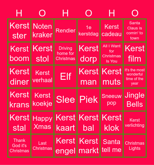 Kerstbingo Sint-Joriscollege Bingo Card