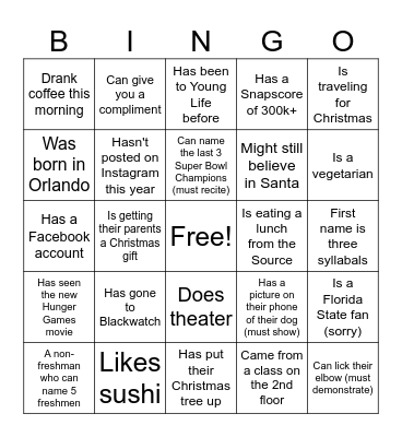 Find someone who... Bingo Card