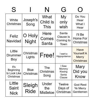 Christmas Carol 2 Bingo Card