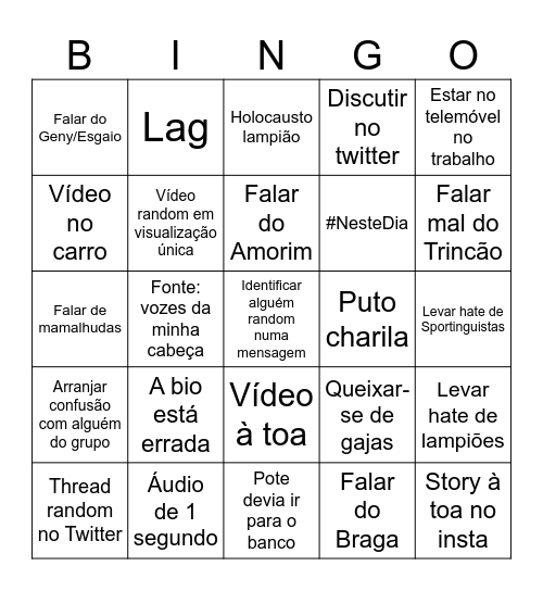 Bingo do André Bingo Card