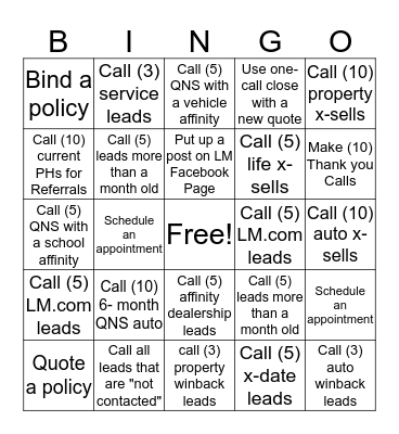 Call Night Bingo Card