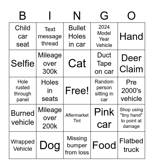 Team Callen Scavenger Hunt Bingo! Bingo Card