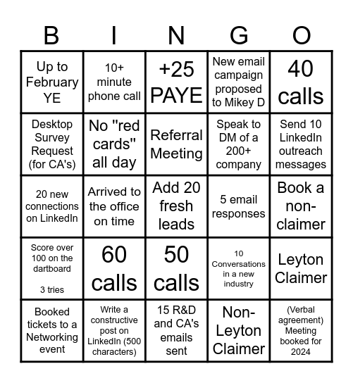 TCM Bingo Card