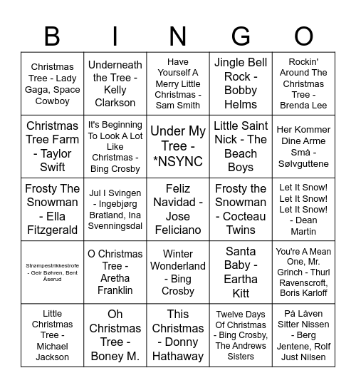 Christmas Tree, Oh Christmas Tree Part 1 Bingo Card