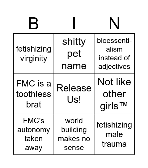 Fantasy Romance Bingo Card