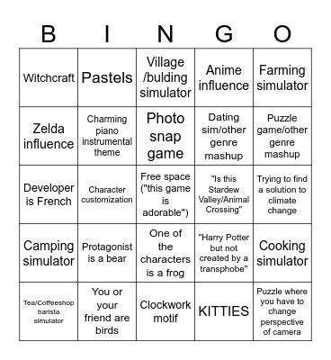 Wholesome Games Direct Bingo Card