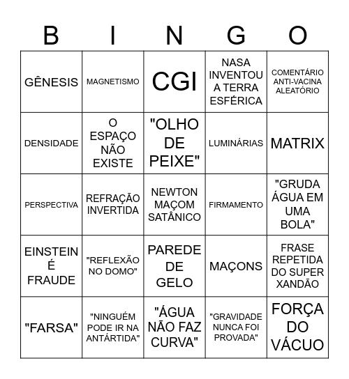 TERRAPLANÓIA Bingo Card