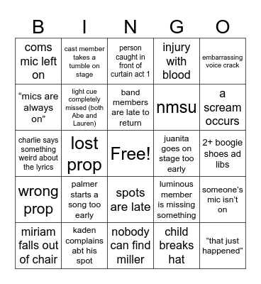 OnStage Tech BINGO 2023 Bingo Card