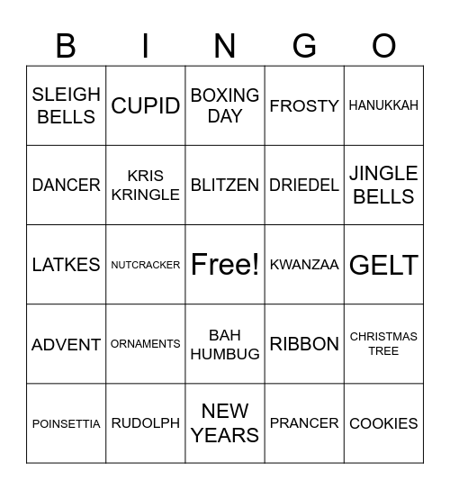 HOLIDAY FUN BINGO Card