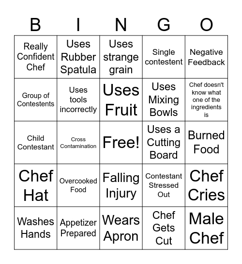 Cooking Show BINGO Card