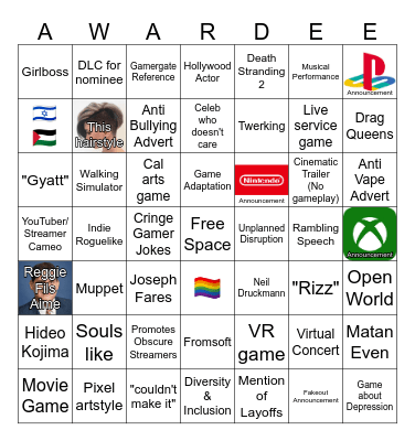 Game Awards 2023 Bingo Card