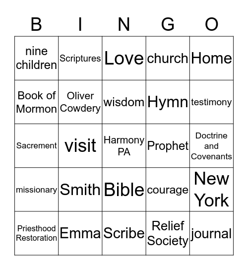 Listening Bingo Card