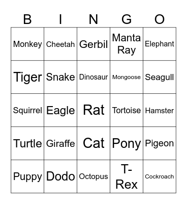 Team Giraffe Barking Mad Bingo Card