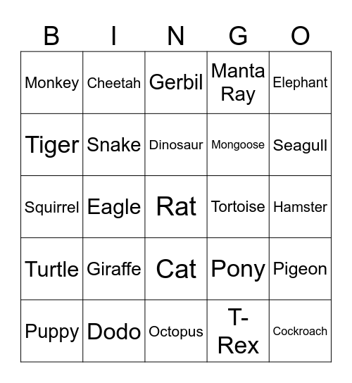 Team Giraffe Barking Mad Bingo Card