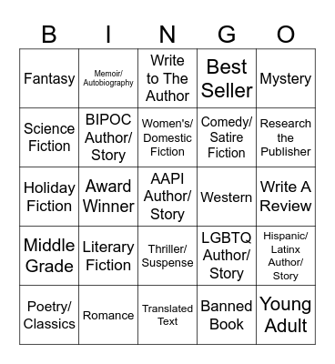 2024 Genre Jugglers ReadingChallenge Bingo Card