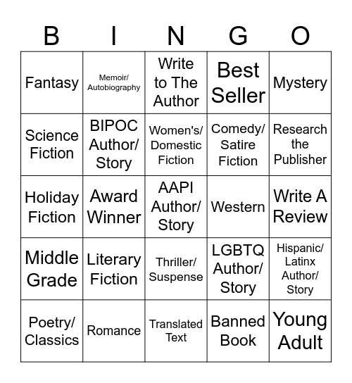 2024 Genre Jugglers ReadingChallenge Bingo Card