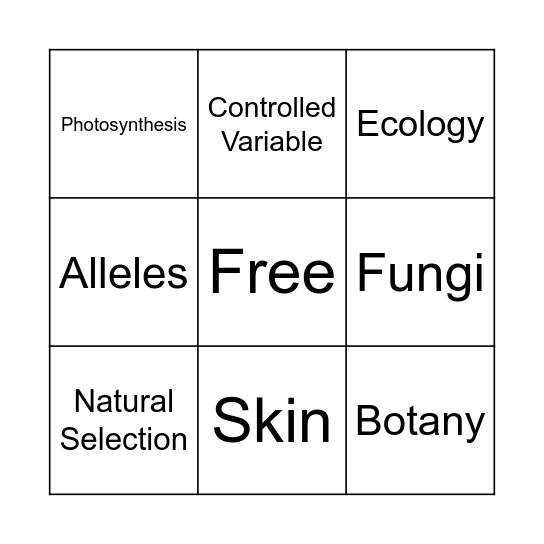 BIO BINGO Card