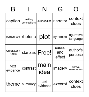 TEST PREP BINGO Card