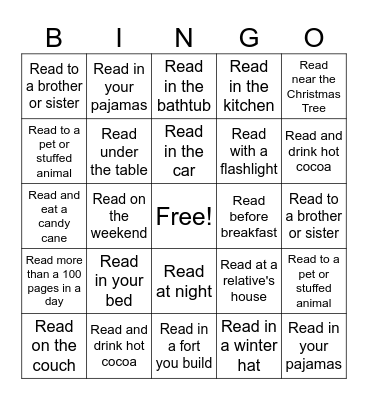 December Reading Challenge Bingo Card