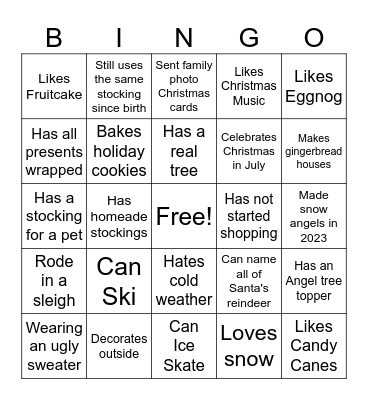 Holiday Party Bingo Card