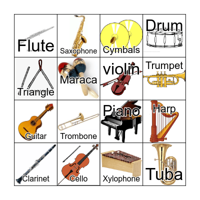 Musical Instrument Bingo! Bingo Card