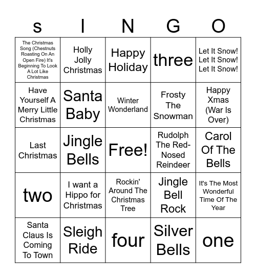 Zoo Singo Bingo Card