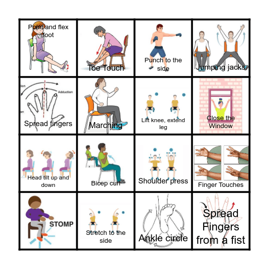 Sit and Be Fit BINGO Card