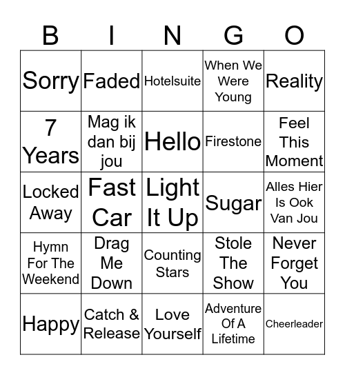 MuziekBingo April 2016 Bingo Card